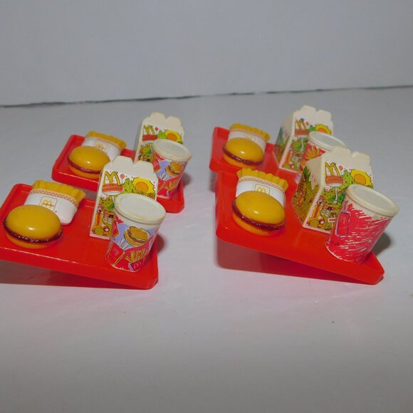 Lot of 4 VTG 1993 Barbie McDonalds Happy Meal Todd Stacie Clip On Toy Food Tray - Picture 2 of 6